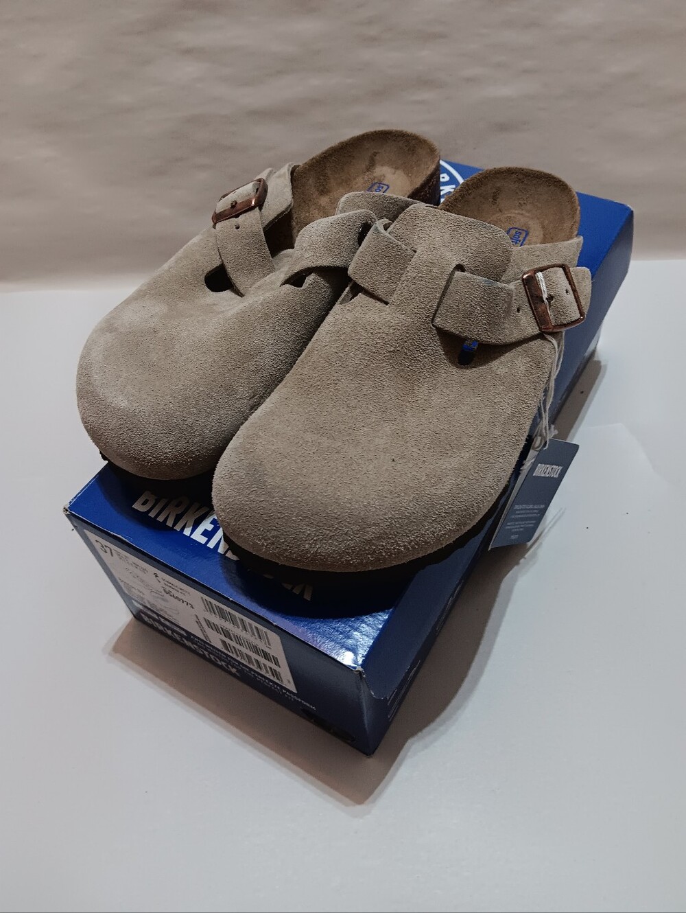 Birkenstock Boston BS Taupe Size 37, US Women's 6, Men's 4 Narrow Fit Soft Foot